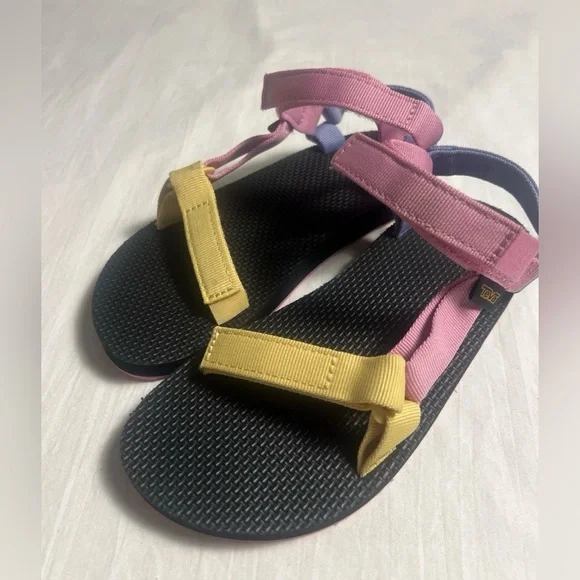 Teva Original Universal Kids Size 5 Sandals Multicolore Pink Yellow Blue NWOT - Picture 6 of 7